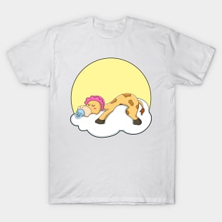 Giraffe at Sleeping with Cloud & Sun T-Shirt